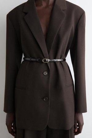 COS Femme Ceinture Fine Effet Croco En Cuir in Marron