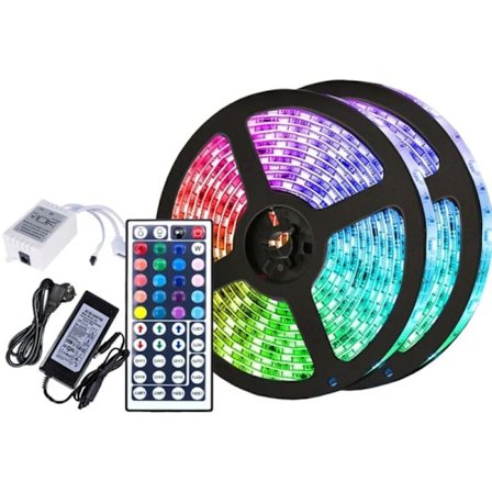 RGB LED Lyskæde Farveskiftende LED Strip 60 stk IP20 med 44 Tasters Fjernbetjening 10M