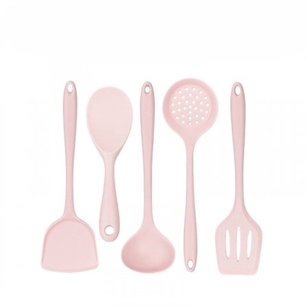 Silikon kjøkkenredskaper sett (5 deler), matlagingsverktøy med spatler, hullsleiv, tåler høy temperatur til 446°F(230°C), tåler oppvaskmaskin