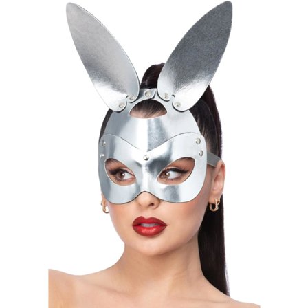 Kaninmaske i skinn, sølv