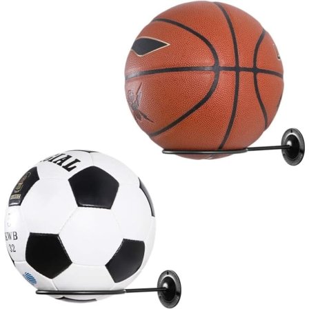 Veggmontert ballholder – 2 stk ballholder Space Saver Veggfeste Display Oppbevaring Fotball soverom Tilbehør (svart)