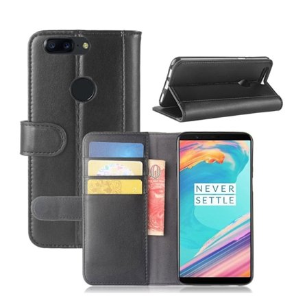OnePlus 5T Etui i ægte læder - Sort
