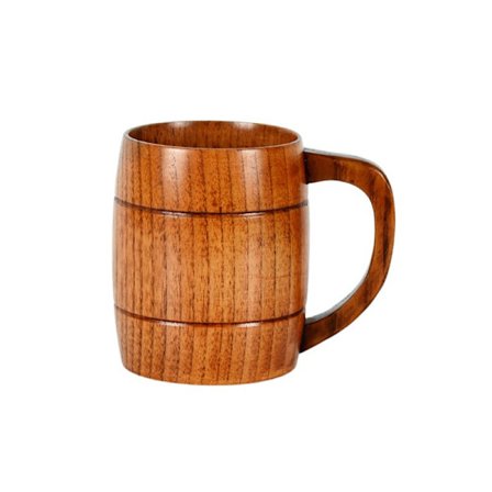 Käsintehtyjä puusta valmistettuja tynnyrin muotoisia olutmukit, klassiset puiset viinimukit, luonnolliset ja ympäristöystävälliset