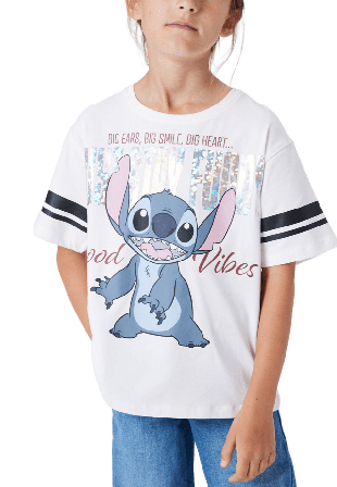 Name It STITCH SS NREG TOP BOX T-shirts & toppar Dam Vit 122/128