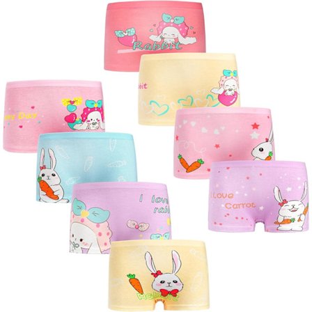 Barnunderkläder i bomull, 8-pack Flickor trosor, andningsbara bomulls underkläder, trosor för små flickor, bomull kalsonger med olika motiv (2-7 år)