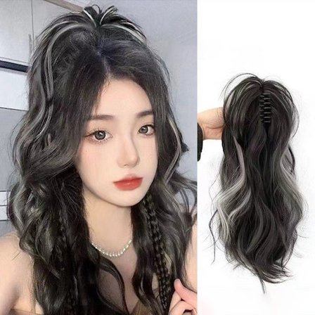 Syntetisk Klo Clip Hästsvans Hårförlängning Kort Lockig Naturlig