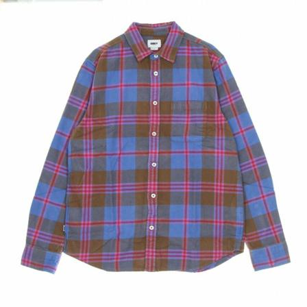Obey, orchard wovenlong-sleeved shirt Blauw, Heren, Maat:S