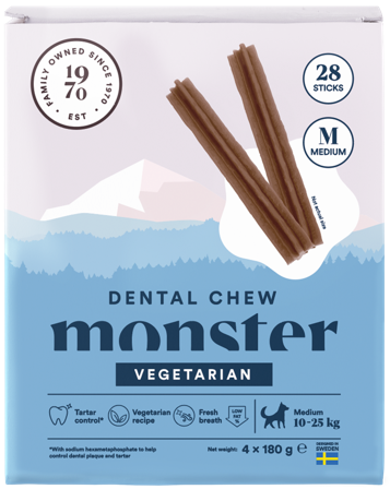 Monster Dog Dental Chew Vegan hammashoitoherkku, M, 28 kpl