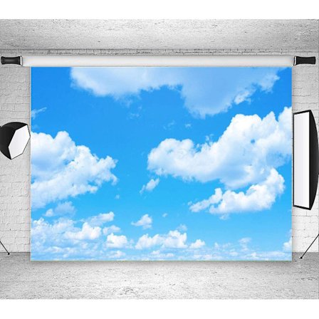 7x5ft Vinyl Fotobakgrunn Blå Himmel Hvite Skyer Solfylt Himmel Fotobakgrunn Barnebursdag Studio Rekvisitter Bås Banner