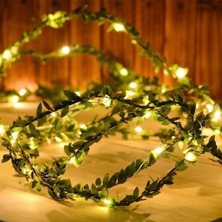 Tiny Leaf Wire Fairy Lights, Realistisk Kunstig Guirlande Med Fleksibel Kobbertråd Til Boligindretning Og Haveudsmykning, Batteridrevet, 5M