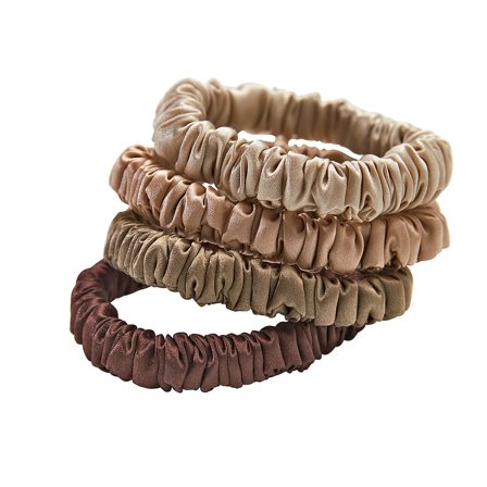 Lenoites Mulberry Silk Skinny Scrunchies Beige, Light Brown, Brown, Coffee, Hår, Hårpynt, Scrunchies
