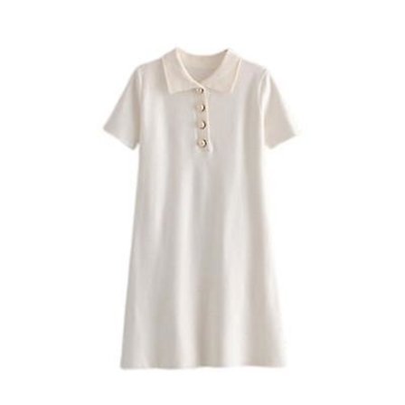 Naisten hame syksy ja talvi A-linjainen lyhythihainen neulemekko