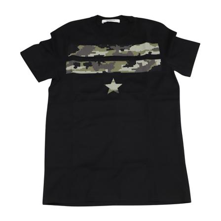 Givenchy Pre-owned, Camouflage Star Print T-Shirt Zwart, Heren, Maat:S,Katoen