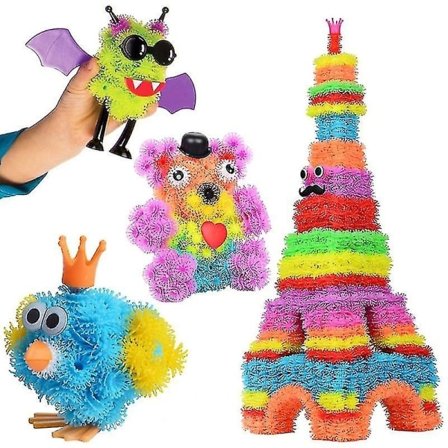 DIY-leksaker för barn - Puffbollskonstruktion, klibbiga taggbollar, 3D-montering, byggklossar