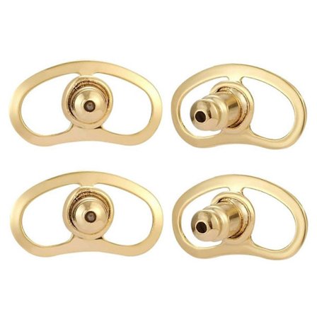 Sett med 4 øredobbstabilisatorer, diskrete øredobb-støtteplaster, øredobb-løftere for hengende ører, ørepropper i sølv