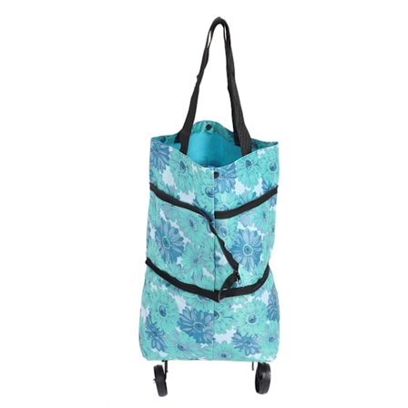 Sammenklappelig Trolley Taske Foldbar Indkøbspose Lærred Multifunktionel Indkøbspose med Hjul til Ældre Type2