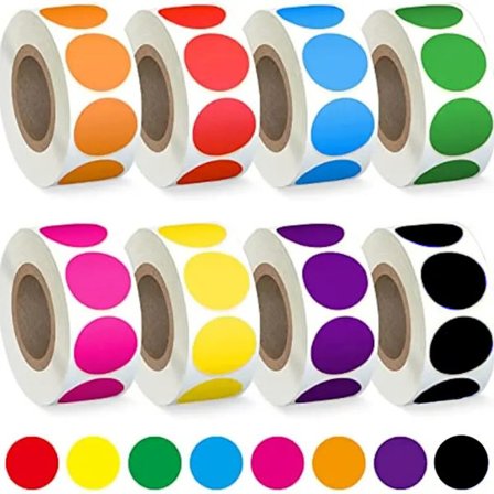 Färgkodade Stickers - 4000 Självhäftande Runda Etiketter för Kontor och Märkning