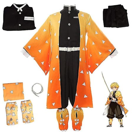 Halloween Party Demon Slayer Agatsuma Zenitsu Cosplay Kostume Outfit Anime Sæt Gave