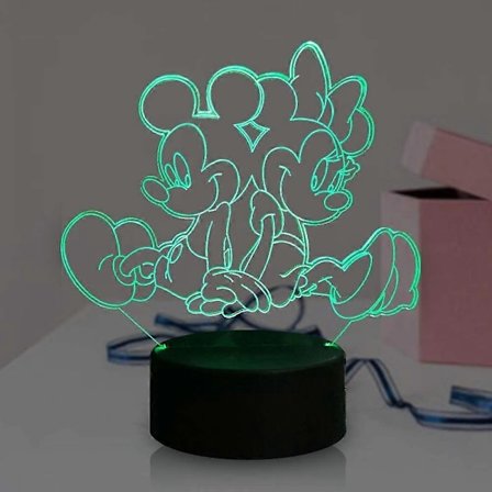 Nattlampa för barn Mickey Minnie Mouse, LED-lampa Amiti| 3D, Dekoration för vardagsrum Fjärrkontroll 16 färger som ändras Stämningslampa Julgåva (FMY)