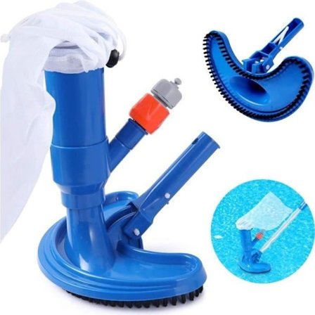 NightyNine Poolstøvsuger til ovenjordsbassiner, bærbar poolrensningsstøvsuger med sandpose og børste, pooltilbehør til