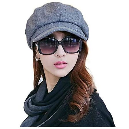 Baker Boy Kasket Hat Til Kvinder Piger Berets Fransk Bean Cap Hatte 8-Panel Varm Uld Avisdreng Kasket Grå