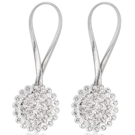 Sølv gardinholdere med magnetlås [2-pakning], elastisk C