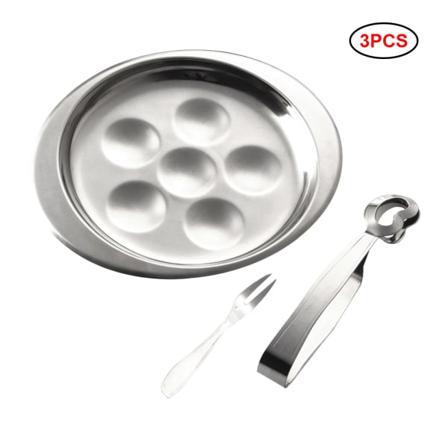 Rostfritt stål snigelplatta set Escargot matset 6 fack