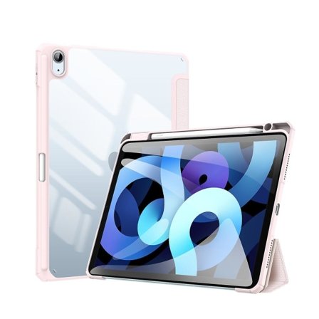 Yhteensopiva Ipad Air 4 10.9 2020 -kotelon kanssa, Folio Tri-Fold Stand Smart Case irrotettavalla kapealla kovalla kuorella, läpinäkyvä takaosa - 