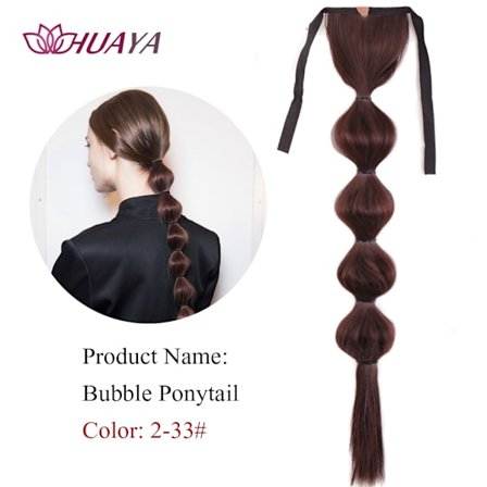 HUAYA Dragsko Lång rak hästsvans Clip In Hair Extensions Syntetiskt hår Bubble hästsvans Värmebeständigt naturligt falskt hår
