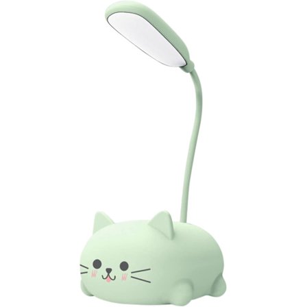 Skrivebordslampe for barn, søt katteformet LED-bordlampe med fleksibel arm, USB-oppladbar bordlampe, øyebeskyttelse, leselampe, tegneserie Kawaii 