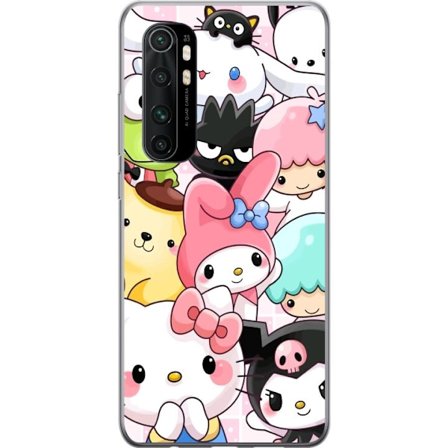 Kompatibelt Mobildeksel til Xiaomi Mi Note 10 Lite Tett mønster av søte figurer med store øyne i ulike farger og uttrykk med LABUBU-tekst