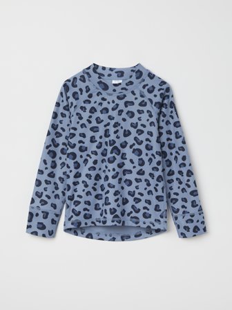 Polarn O. Pyret - Long-sleeve base layer top with leopard print - 74|80 - Childrenswear - blue