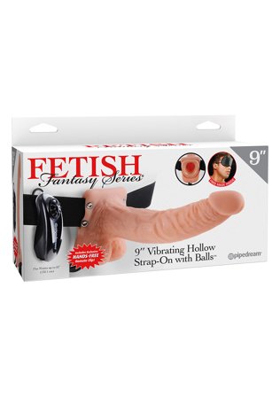 VIBR STRAP-ON W BALLS 9'' FLESH
