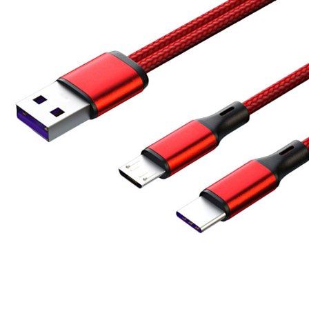 Dual Port Type-C Splitter Laddningskabel 120 cm Längd Kabel Strömförsedd enhetssladd Drivs upp till Type-c Micro-USB-enheter