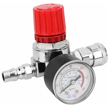 Trykkregulator Kontrollventil Måler, med Hann/Hunn-kontakt, Sikkerhetsventil Trimssett for Luftkompressor, Trykkregulator med Luftkompressor