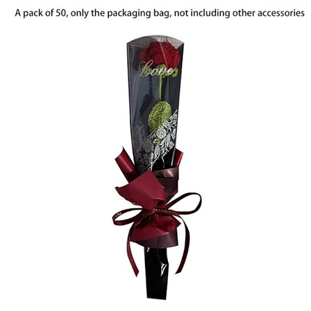 50 STK Iriserende Enkel Rose Ermer DIY Transparent Blomsterinnpakning