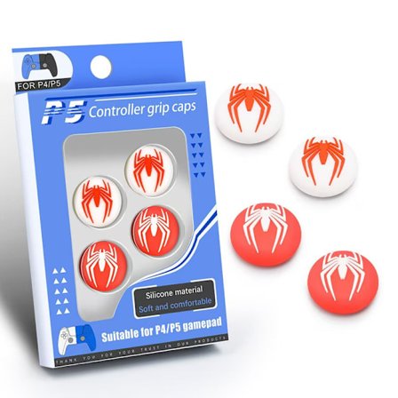 4 stk. bløde silikone-tommelfingergreb, tegneserie-skridsikre joystick-hætter, controller-tommelfingergreb tilbehør reservedele til PS4, PS5, Xbox 