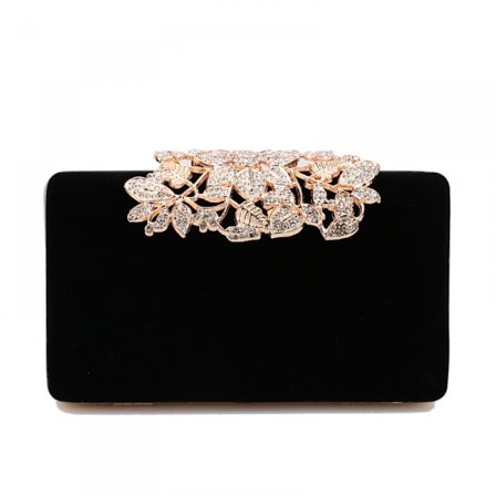Kvinnors aftonväska med blomsterstängning Rhinestone Crystal Clutch Purse för bröllopsfest