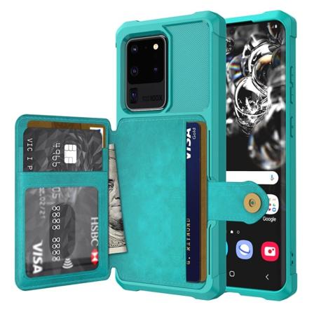 Samsung Galaxy S20 Ultra - Glat cover med kortholder Grön