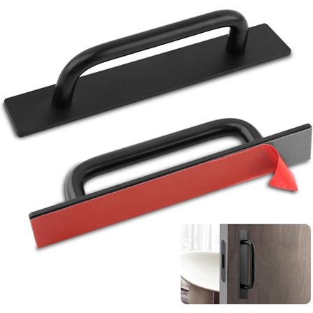 Dørhåndtag Sort, Dørhåndtag, 2-delt Selvklæbende Håndtag, Selvklæbende Skabshåndtag, Selvklæbende Borefrit Øjeblikkeligt Skabshåndtag, til skabe, 7 cm