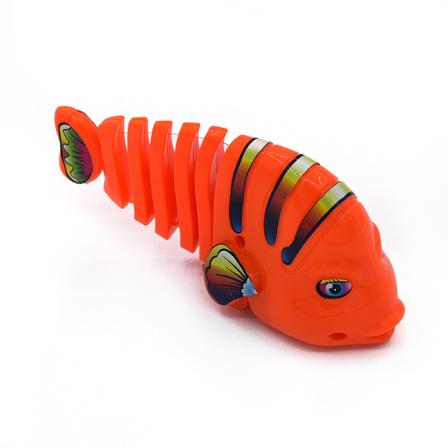 Mub- Pet Cat Toys Spring Swing Fish Clockwork Fish Interactive Funny Cat Pet Plastic Toys Orange
