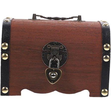 Træsparegris med låsbar pengekasse i træ, skattekiste, smykkeskrin