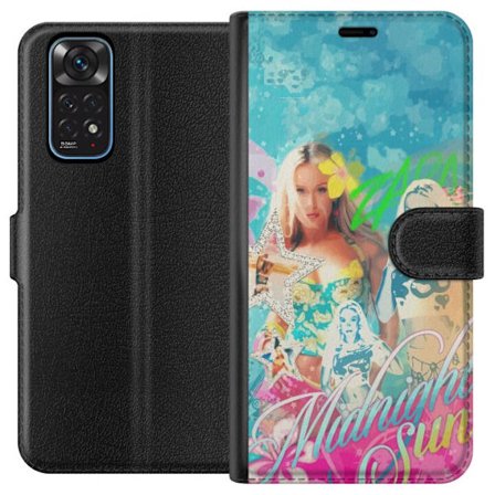 Yhteensopiva Lompakkokotelo Xiaomi Redmi Note 11 Seikkailumaailma Steve, Creeper ja eläimillä värikkäässä palikkagrafiikassa