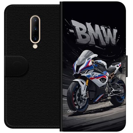 OnePlus 7 Pro Tegnebogsetui BMW sportsmotorcykel illustration hvid og blå supersport motorcykel til motorcykelfans der elsker fart, kraft og racerlø