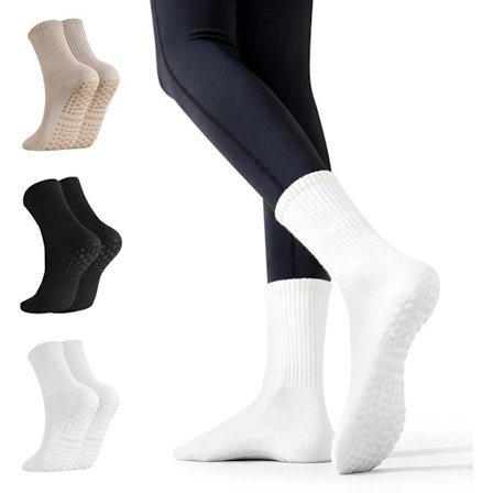 3 par skridsikre yogasokker til kvinder - lange Pilates sokker til kvinder - skridsikre Pilates sokker