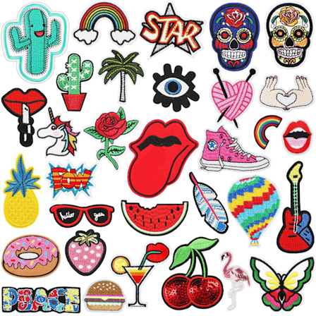 32 stk. Patch Stickers Søde Nummer Broderi