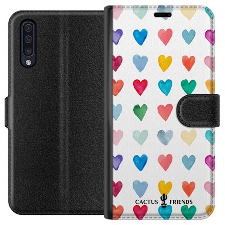 Yhteensopiva Lompakkokotelo Samsung Samsung Galaxy A50 Cactus and Friends - Watercolor Love Grid