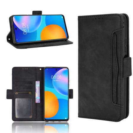 Huawei P Smart 2021 lompakkokotelo PU-nahkainen 6-taskuinen Wins Black