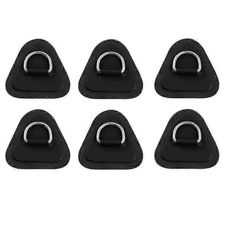 6 stk. D-ring patch for oppblåsbar båt kajakk jolle SUP, D-ring PVC patch Stand-up Paddleboard kano rafting svart