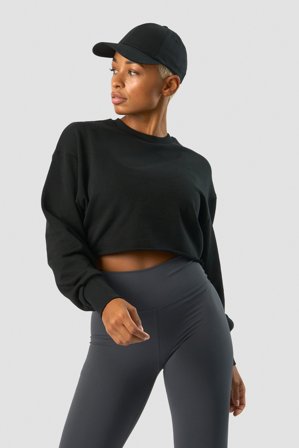 ICANIWILL - Nimble Cropped Crewneck Black - Pitkähihaiset - Naiset - Treenivaatteet ICIW:ltä